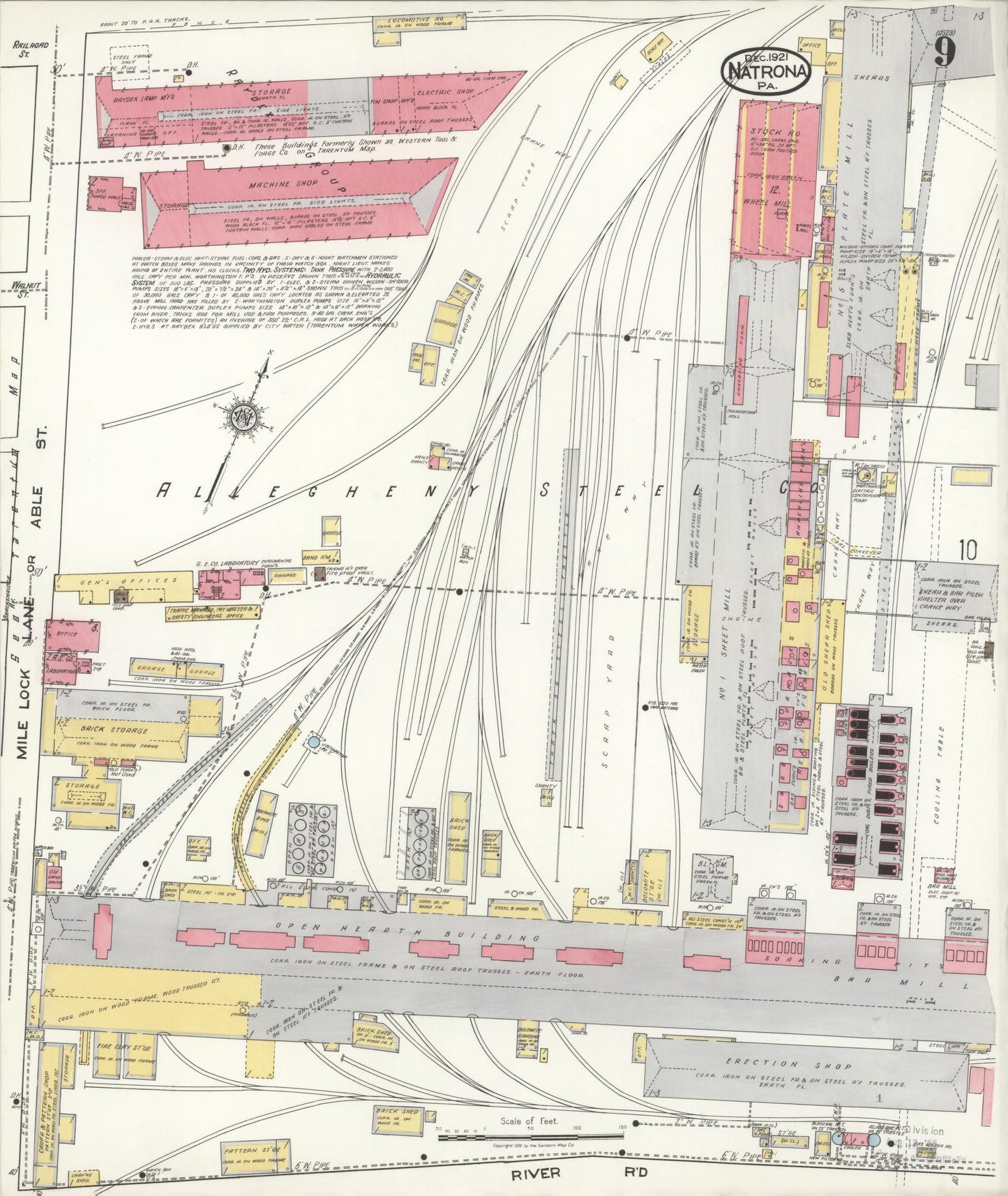 Sanborn Fire Insurance Map from Natrona, Allegheny County, Pennsylvania (1921), Sheet #0009 - Historic Sanborn Fire Insurance Map Print, vintage old map wall art, antique decor, genealogy gift, Pennsylvania Pennsylvania map