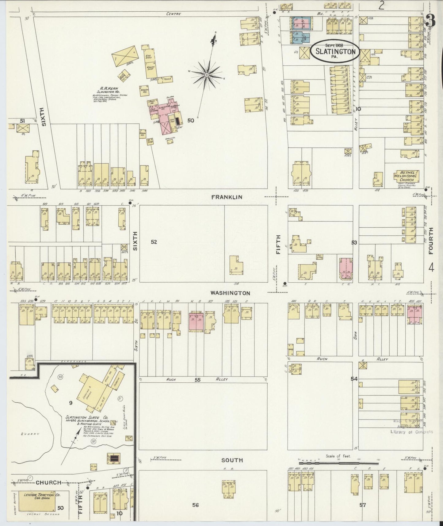 Sanborn Fire Insurance Map from Slatington, Lehigh County, Pennsylvania (1908), Sheet #0003 - Complete Map Set gallery image, historic Sanborn map, vintage wall art, Pennsylvania Pennsylvania