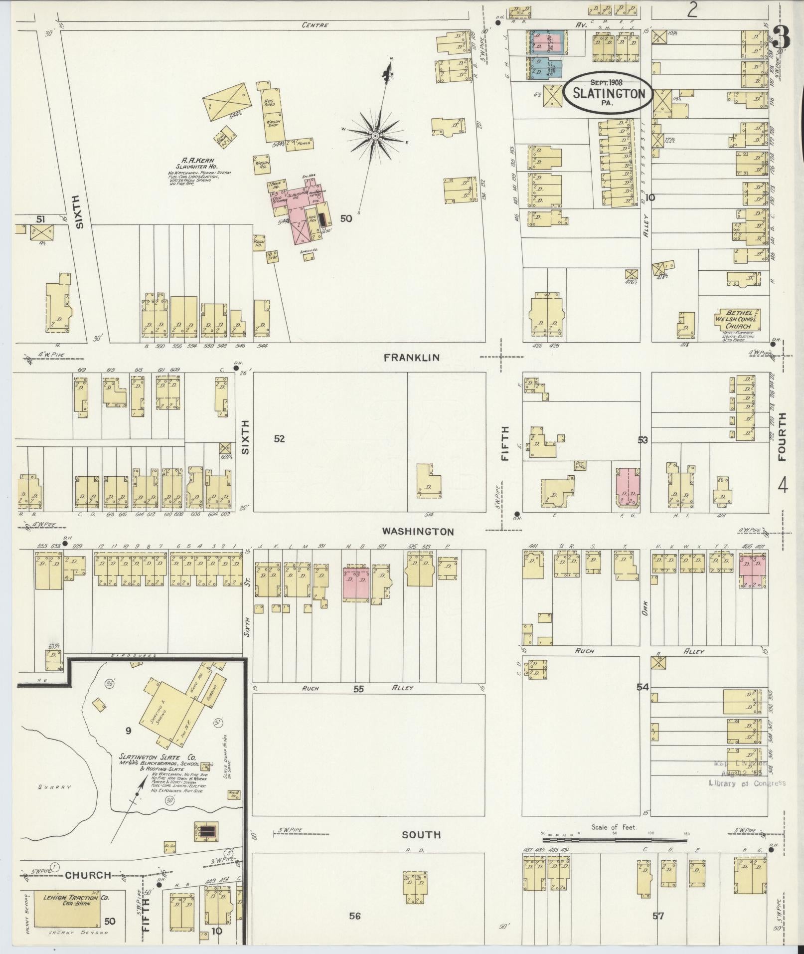 Sanborn Fire Insurance Map from Slatington, Lehigh County, Pennsylvania (1908), Sheet #0003 - Complete Map Set gallery image, historic Sanborn map, vintage wall art, Pennsylvania Pennsylvania