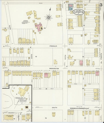 Sanborn Fire Insurance Map from Slatington, Lehigh County, Pennsylvania (1908), Sheet #0003 - Complete Map Set gallery image, historic Sanborn map, vintage wall art, Pennsylvania Pennsylvania