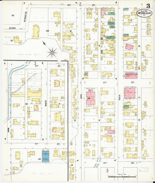 Sanborn Fire Insurance Map from McGregor, Clayton County, Iowa (1902), Sheet #0003 - Historic Sanborn Fire Insurance Map Print, vintage old map wall art
