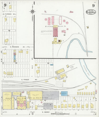 Sanborn Fire Insurance Map from Blackwell, Kay County, Oklahoma (1925), Sheet #0009 - Complete Map Set gallery image, historic Sanborn map, vintage wall art, Oklahoma Oklahoma