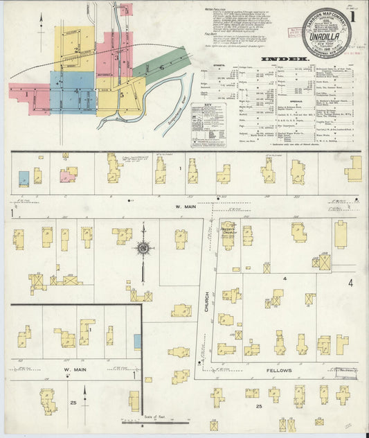 Sanborn Fire Insurance Map from Unadilla, Otsego County, New York (1910), Sheet #0001 - Historic Sanborn Fire Insurance Map Print, vintage old map wall art, antique decor, genealogy gift, New York New York map