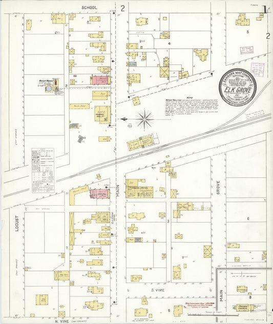 Sanborn Fire Insurance Map from Elk Grove, Sacramento County, California (1905), Sheet #0001 - Historic Sanborn Fire Insurance Map Print, vintage old map wall art, antique decor, genealogy gift, California California map