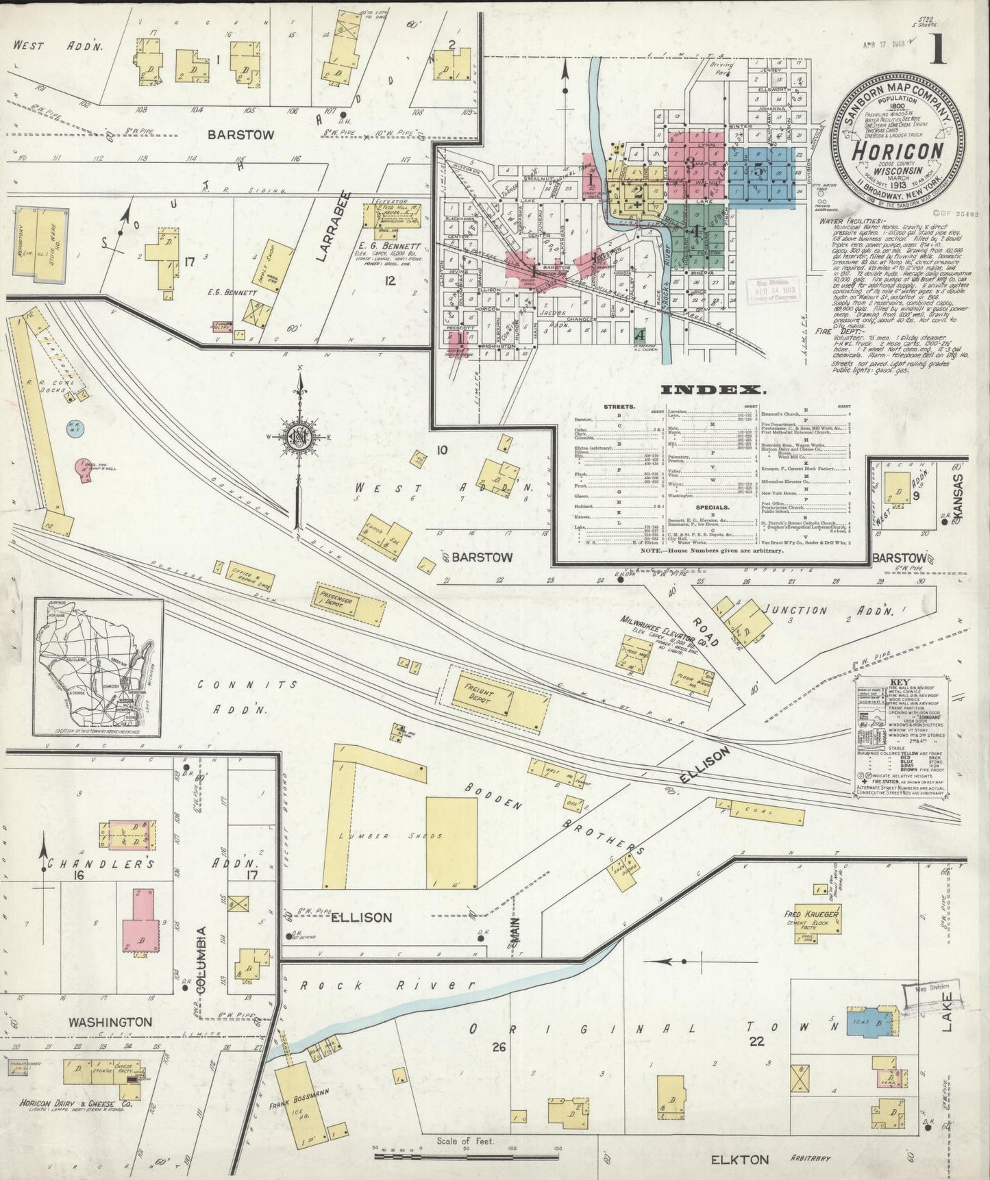 Horicon, Dodge County, Wisconsin (1913) – Sanborn Fire Insurance Map – Map View