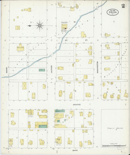 Sanborn Fire Insurance Map from Orion, Henry County, Illinois (1906), Sheet #0002 - Historic Sanborn Fire Insurance Map Print, vintage old map wall art, antique decor, genealogy gift, Illinois Illinois map