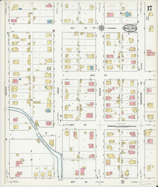 Sanborn Fire Insurance Map from Boulder, Boulder County, Colorado (1918), Sheet #0017 - Historic Sanborn Fire Insurance Map Print, vintage old map wall art, antique decor, genealogy gift, Colorado Colorado map