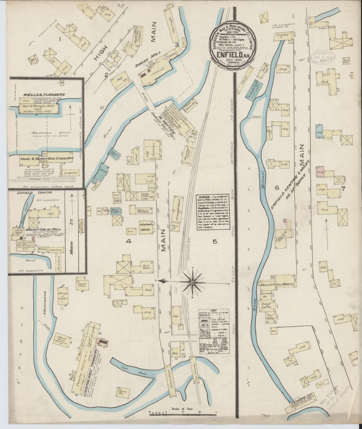 Sanborn Fire Insurance Map from Enfield, Grafton County, New Hampshire. (1884) – Historic Sanborn Fire Insurance Map Print
