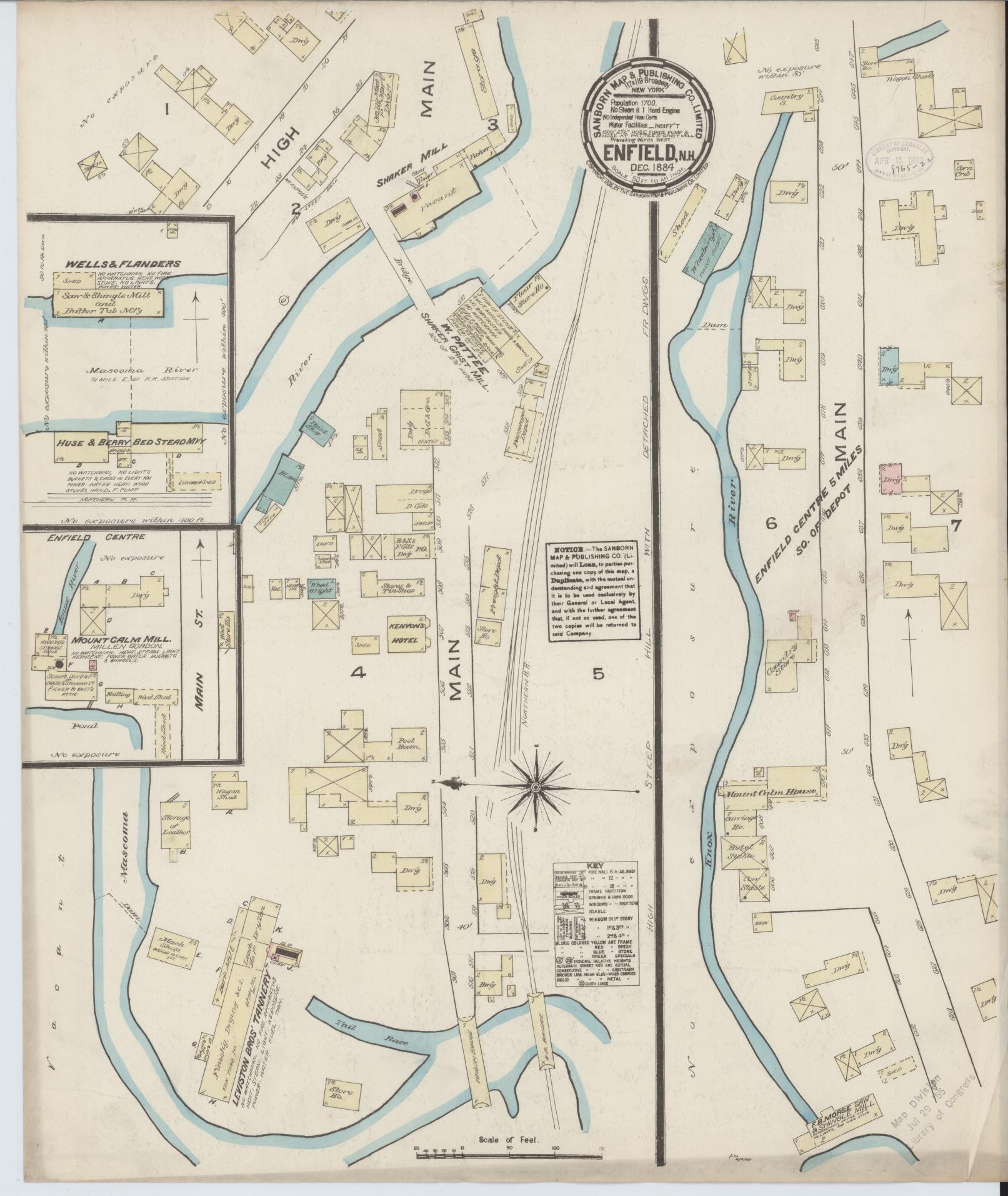 Sanborn Fire Insurance Map from Enfield, Grafton County, New Hampshire. (1884) – Historic Sanborn Fire Insurance Map Print