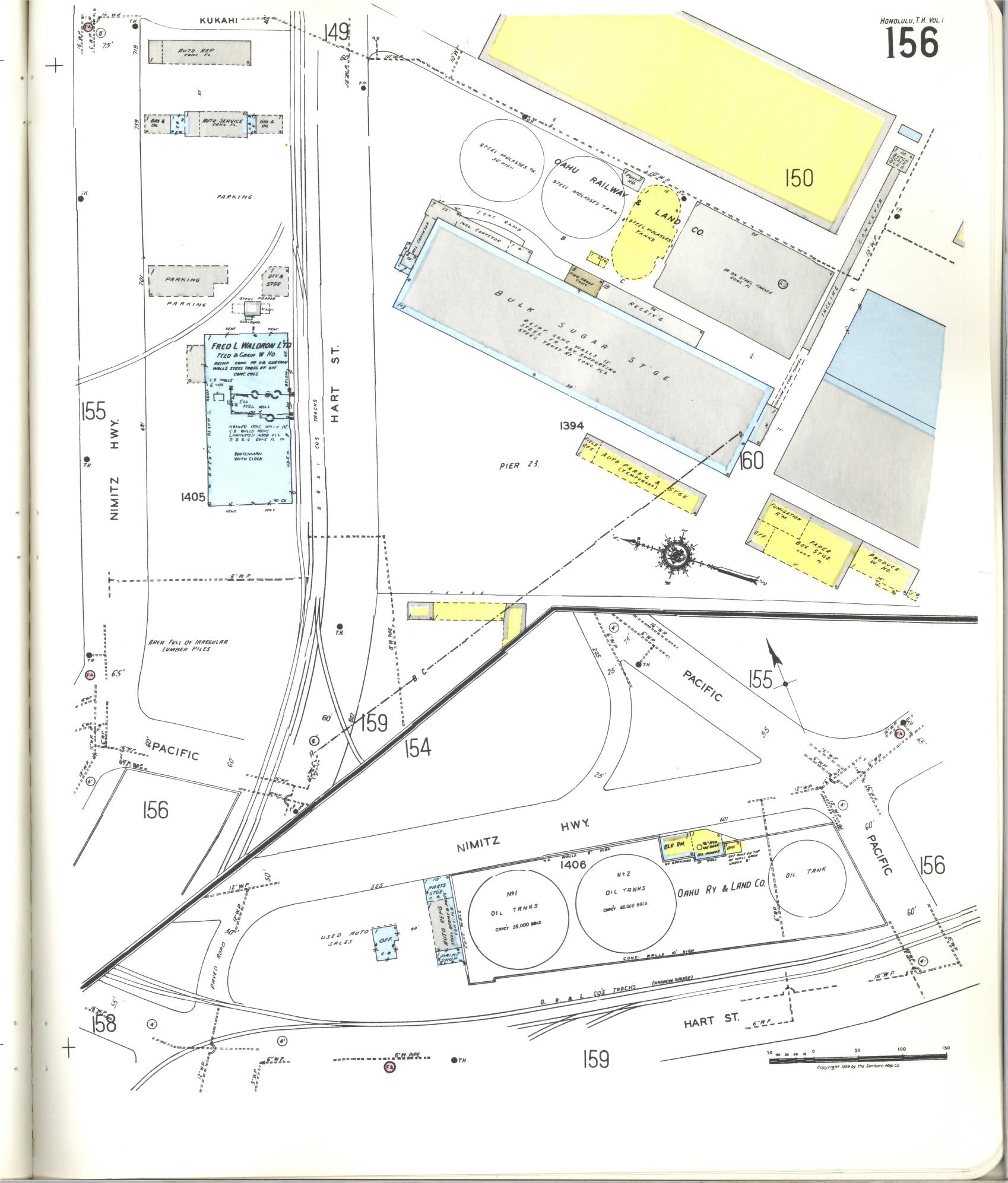 Sanborn Fire Insurance Map from Honolulu, Oahu County, Hawaii (1955), Sheet #0156 - Historic Sanborn Fire Insurance Map Print