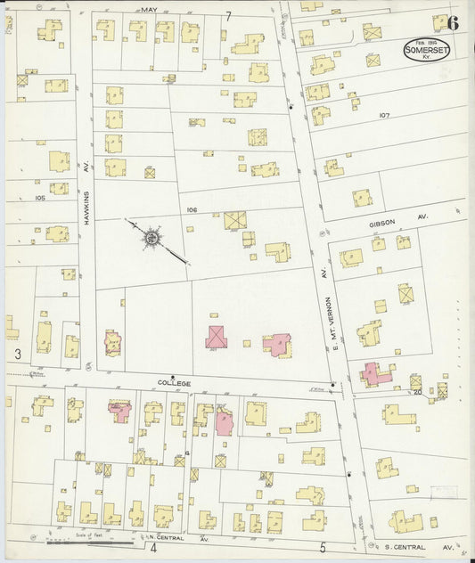 Sanborn Fire Insurance Map from Somerset, Pulaski County, Kentucky (1914), Sheet #0006 - Historic Sanborn Fire Insurance Map Print, vintage old map wall art, antique decor, genealogy gift, Kentucky Kentucky map