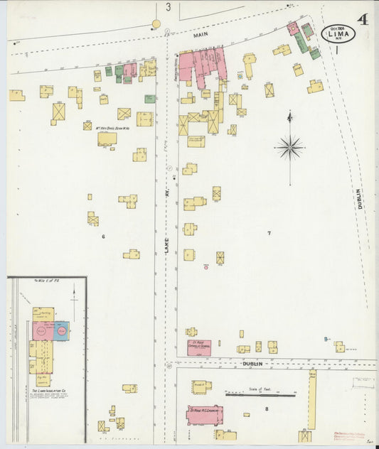 Sanborn Fire Insurance Map from Lima, Livingston County, New York (1904), Sheet #0004 - Historic Sanborn Fire Insurance Map Print, vintage old map wall art, antique decor, genealogy gift, New York New York map