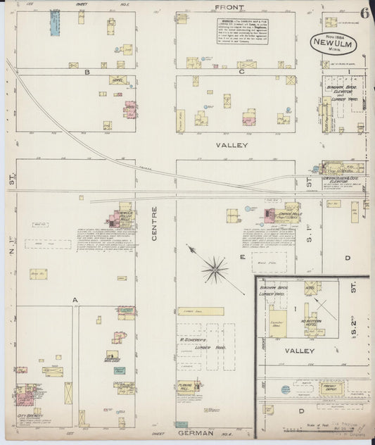 Sanborn Fire Insurance Map from New Ulm, Brown County, Minnesota (1884), Sheet #0006 - Historic Sanborn Fire Insurance Map Print, vintage old map wall art, antique decor, genealogy gift, Minnesota Minnesota map