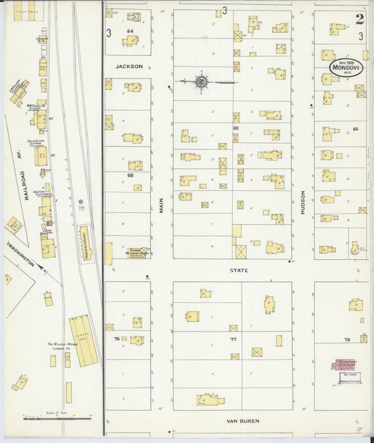Sanborn Fire Insurance Map from Mondovi, Buffalo County, Wisconsin (1909), Sheet #0002 - Historic Sanborn Fire Insurance Map Print, vintage old map wall art, antique decor, genealogy gift, Wisconsin Wisconsin map