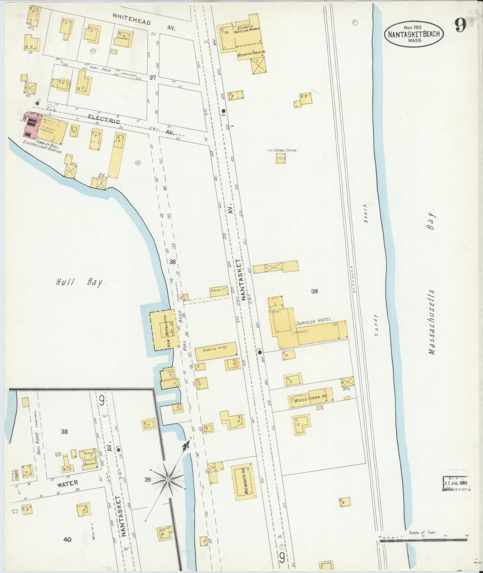 Sanborn Fire Insurance Map from Nantasket Beach, Plymouth County, Massachusetts (1903), Sheet #0009 - Historic Sanborn Fire Insurance Map Print, vintage old map wall art, antique decor, genealogy gift, Massachusetts Massachusetts map