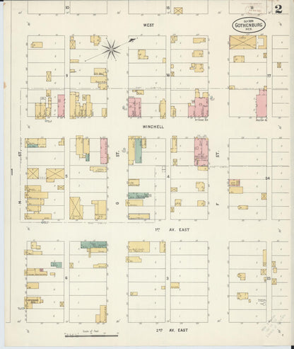Sanborn Fire Insurance Map from Gothenburg, Dawson County, Nebraska (1899), Sheet #0002 - Complete Map Set gallery image, historic Sanborn map, vintage wall art, Nebraska Nebraska