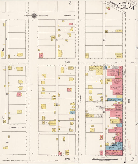 Sanborn Fire Insurance Map from Rigby, Jefferson County, Idaho (1921), Sheet #0004 - Historic Sanborn Fire Insurance Map Print, vintage old map wall art, antique decor, genealogy gift, Idaho Idaho map