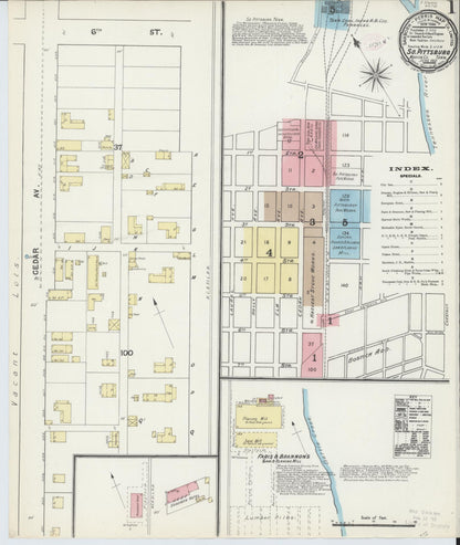 Sanborn Fire Insurance Map from South Pittsburg, Marion County, Tennessee (1891), Sheet #0001 - Complete Map Set gallery image, historic Sanborn map, vintage wall art, Tennessee Tennessee
