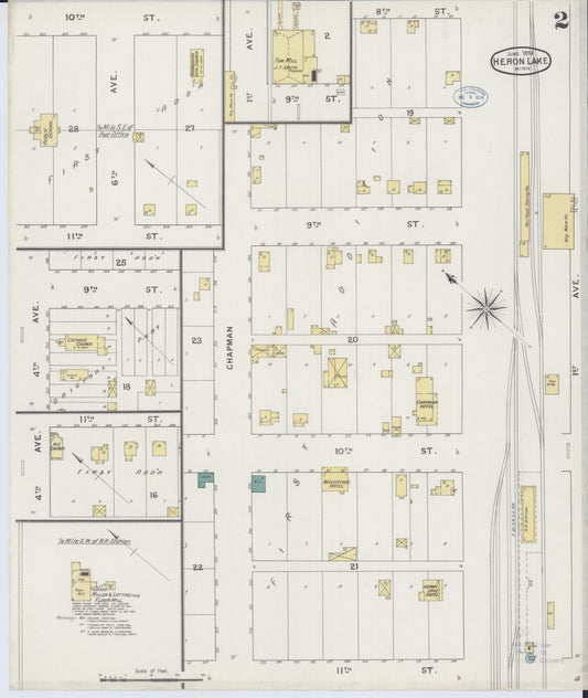 Sanborn Fire Insurance Map from Heron Lake, Jackson County, Minnesota (1894), Sheet #0002 - Historic Sanborn Fire Insurance Map Print, vintage old map wall art, antique decor, genealogy gift, Minnesota Minnesota map