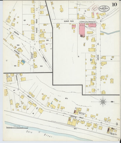 Sanborn Fire Insurance Map from Pomeroy, Meigs County, Ohio (1899), Sheet #0010 - Historic Sanborn Fire Insurance Map Print, vintage old map wall art, antique decor, genealogy gift, Ohio Ohio map