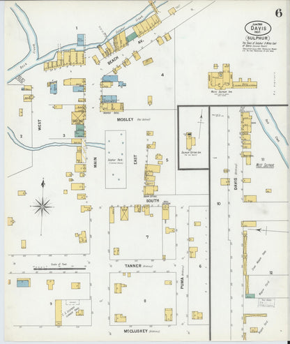 Sanborn Fire Insurance Map from Davis, Murray County, Oklahoma (1900), Sheet #0006 - Complete Map Set gallery image, historic Sanborn map, vintage wall art, Oklahoma Oklahoma