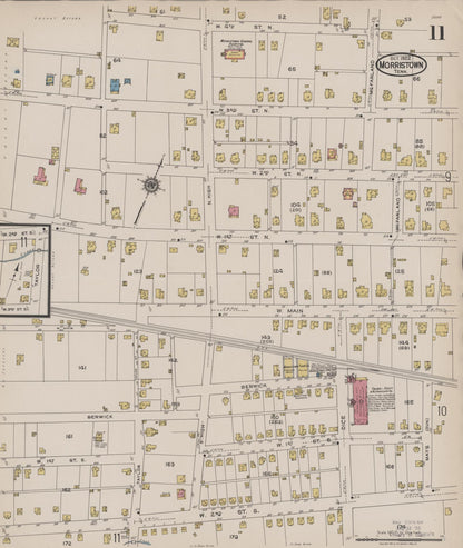 Sanborn Fire Insurance Map from Morristown, Hamblen County, Tennessee (1922), Sheet #0011 - Complete Map Set gallery image, historic Sanborn map, vintage wall art, Tennessee Tennessee