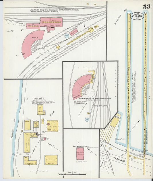 Sanborn Fire Insurance Map from Ashland, Ashland County, Wisconsin (1901), Sheet #0033 - Historic Sanborn Fire Insurance Map Print, vintage old map wall art, antique decor, genealogy gift, Wisconsin Wisconsin map