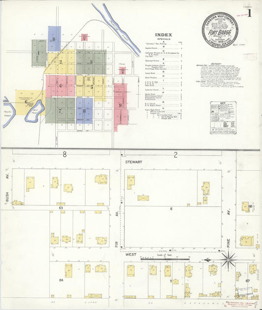 Sanborn Fire Insurance Map from Fort Bragg, Mendocino County, California (1909), Sheet #0001 - Complete Map Set gallery image, historic Sanborn map, vintage wall art, California California