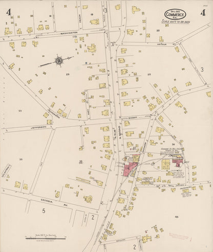Sanborn Fire Insurance Map from Commerce, Jackson County, Georgia (1922), Sheet #0004 - Complete Map Set gallery image, historic Sanborn map, vintage wall art, Georgia Georgia