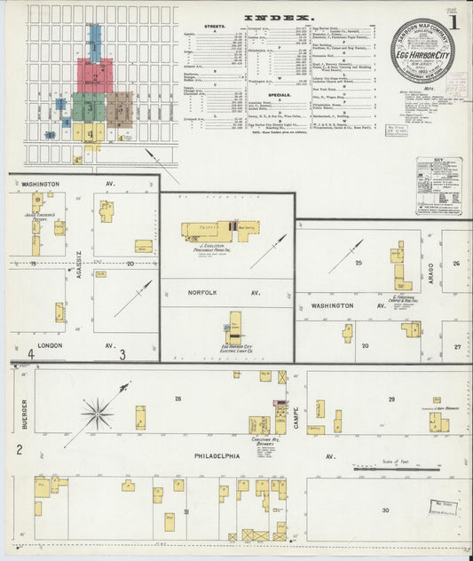 Sanborn Fire Insurance Map from Egg Harbor City, Atlantic County, New Jersey (1903), Sheet #0001 - Complete Map Set gallery image, historic Sanborn map, vintage wall art, New Jersey New Jersey