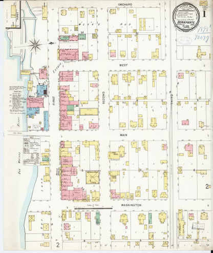 Sanborn Fire Insurance Map from Bonaparte, Van Buren County, Iowa (1898), Sheet #0001 - Historic Sanborn Fire Insurance Map Print