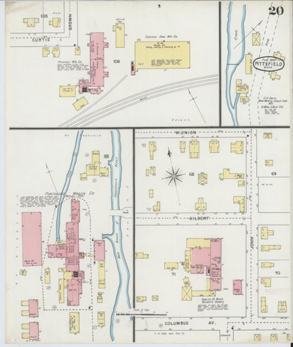 Sanborn Fire Insurance Map from Pittsfield, Berkshire County, Massachusetts (1895), Sheet #0020 - Historic Sanborn Fire Insurance Map Print, vintage old map wall art, antique decor, genealogy gift, Massachusetts Massachusetts map