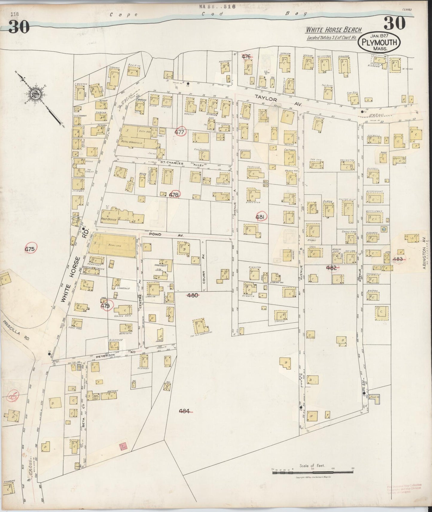 Sanborn Fire Insurance Map from Plymouth, Plymouth County, Massachusetts (1948), Sheet #0030 - Complete Map Set gallery image, historic Sanborn map, vintage wall art, Massachusetts Massachusetts