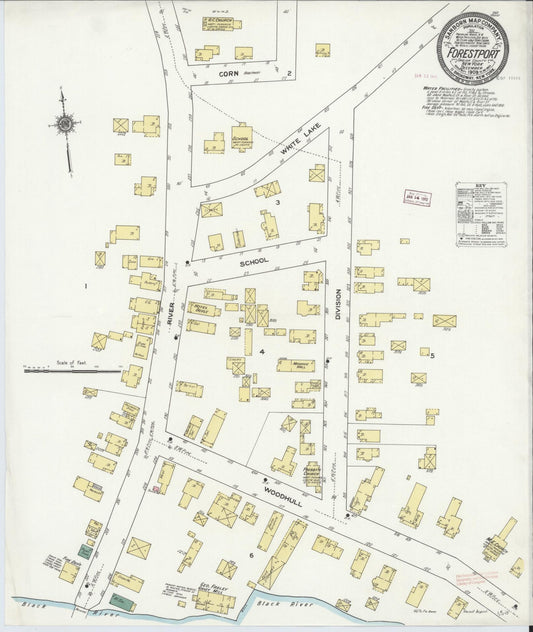Sanborn Fire Insurance Map from Forestport, Oneida County, New York (1909), Sheet #0001 - Historic Sanborn Fire Insurance Map Print, vintage old map wall art, antique decor, genealogy gift, New York New York map