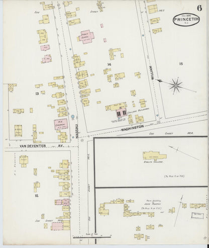 Sanborn Fire Insurance Map from Princeton, Mercer County, New Jersey (1890), Sheet #0006 - Complete Map Set gallery image, historic Sanborn map, vintage wall art, New Jersey New Jersey