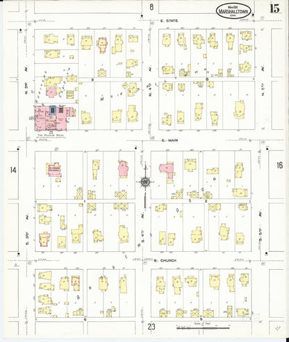 Sanborn Fire Insurance Map from Marshalltown, Marshall County, Iowa (1910), Sheet #0015 - Historic Sanborn Fire Insurance Map Print