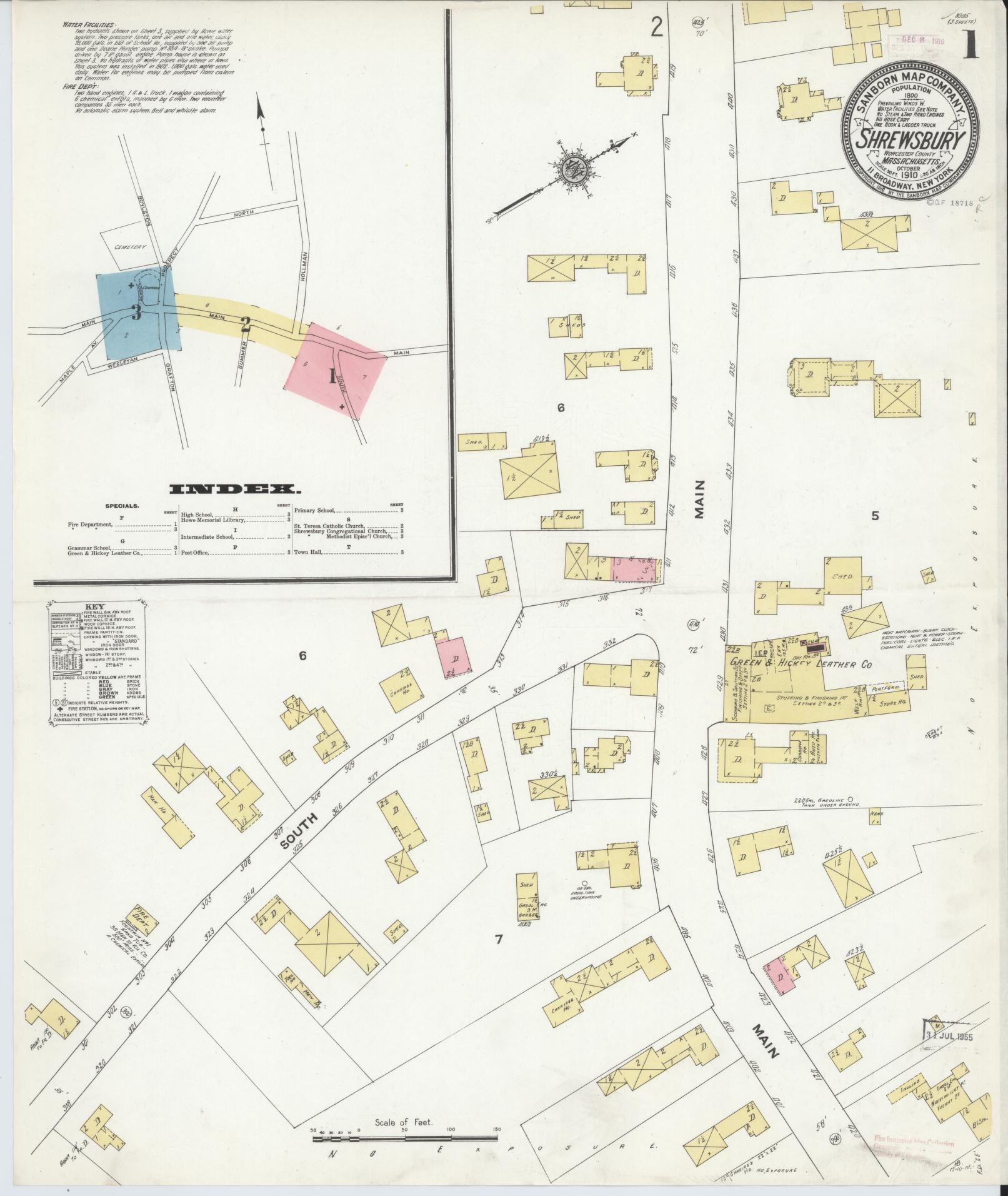 Sanborn Fire Insurance Map from Shrewsbury, Worcester County, Massachusetts. (1910) – Historic Sanborn Fire Insurance Map Print