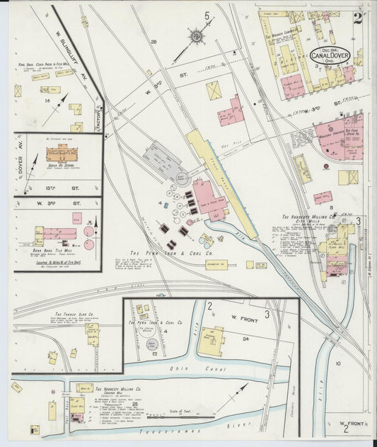 Sanborn Fire Insurance Map from Canal Dover, Tuscarawas County, Ohio (1914), Sheet #0002 - Historic Sanborn Fire Insurance Map Print, vintage old map wall art, antique decor, genealogy gift, Ohio Ohio map
