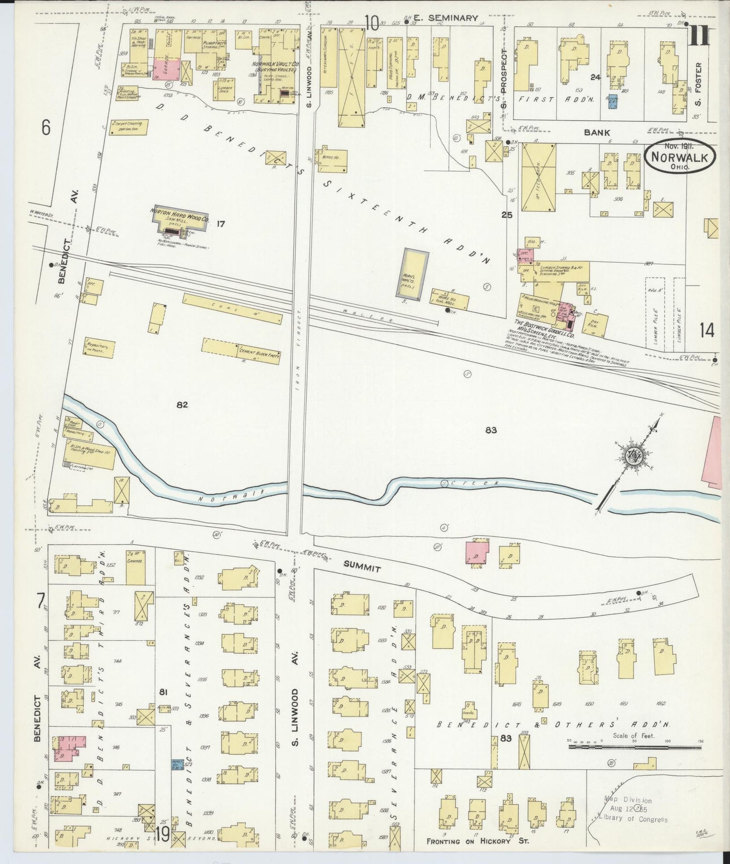 Sanborn Fire Insurance Map from Norwalk, Huron County, Ohio (1911), Sheet #0011 - Historic Sanborn Fire Insurance Map Print, vintage old map wall art, antique decor, genealogy gift, Ohio Ohio map