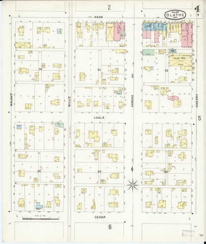 Sanborn Fire Insurance Map from Olathe, Johnson County, Kansas (1897), Sheet #0004 - Complete Map Set gallery image, historic Sanborn map, vintage wall art, Kansas Kansas
