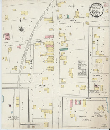Sanborn Fire Insurance Map from Patoka, Gibson County, Indiana (1895), Sheet #0001 - Historic Sanborn Fire Insurance Map Print, vintage old map wall art, antique decor, genealogy gift, Indiana Indiana map