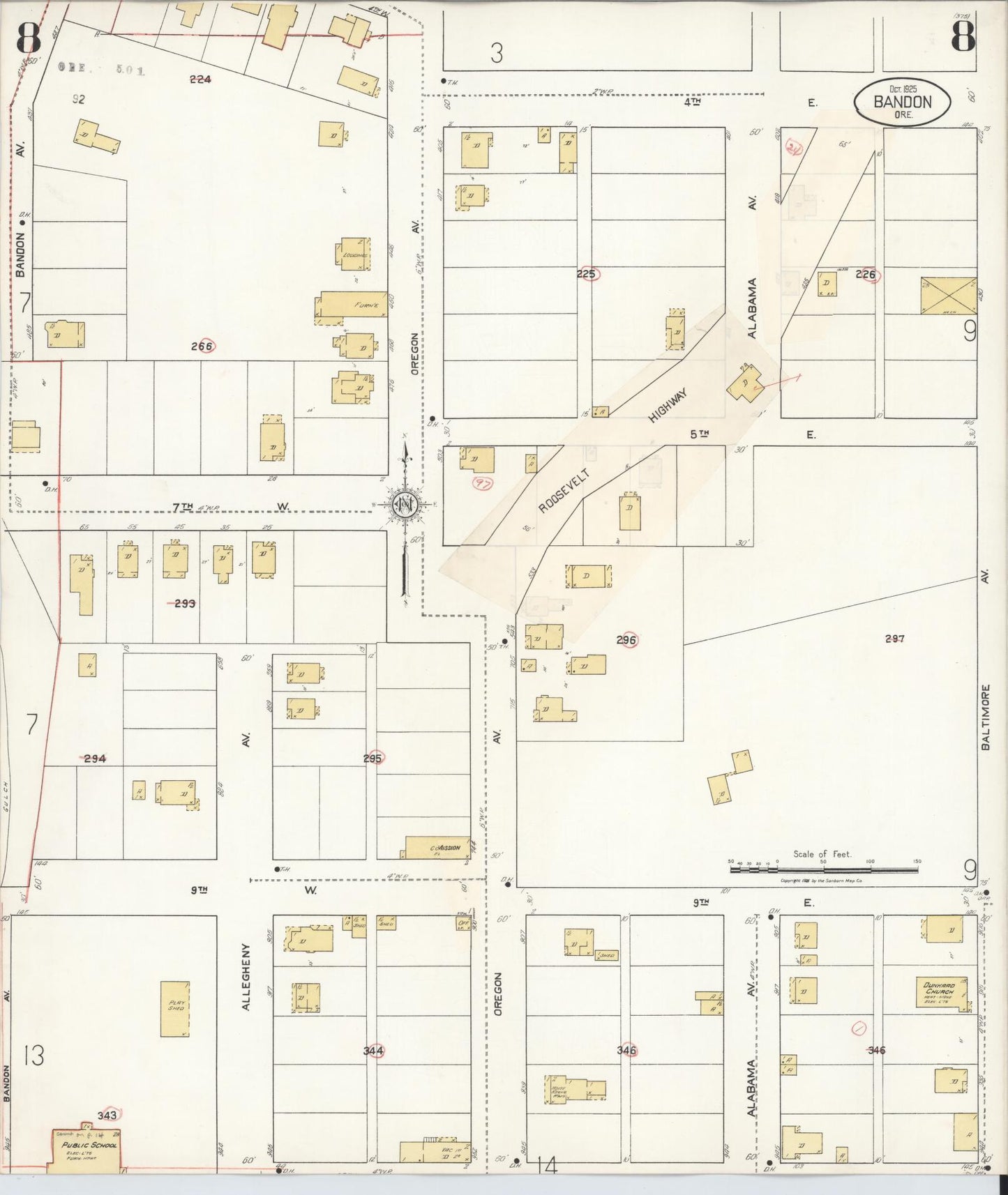 Sanborn Fire Insurance Map from Bandon, Coos County, Oregon (1931), Sheet #0008 - Complete Map Set gallery image, historic Sanborn map, vintage wall art, Oregon Oregon