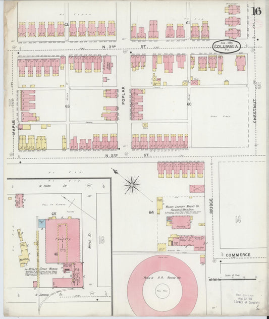 Sanborn Fire Insurance Map from Columbia, Lancaster County, Pennsylvania (1894), Sheet #0016 - Historic Sanborn Fire Insurance Map Print, vintage old map wall art, antique decor, genealogy gift, Pennsylvania Pennsylvania map
