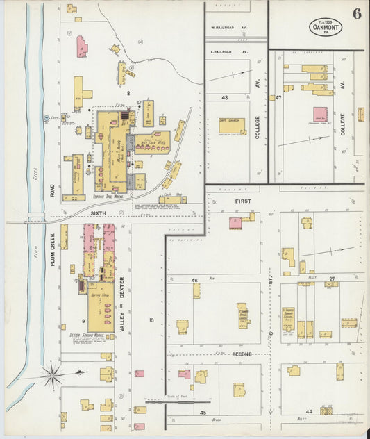 Sanborn Fire Insurance Map from Oakmont, Allegheny County, Pennsylvania (1900), Sheet #0006 - Historic Sanborn Fire Insurance Map Print, vintage old map wall art, antique decor, genealogy gift, Pennsylvania Pennsylvania map
