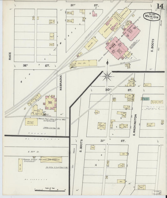 Sanborn Fire Insurance Map from Marion, Grant County, Indiana (1890), Sheet #0014 - Historic Sanborn Fire Insurance Map Print, vintage old map wall art, antique decor, genealogy gift, Indiana Indiana map