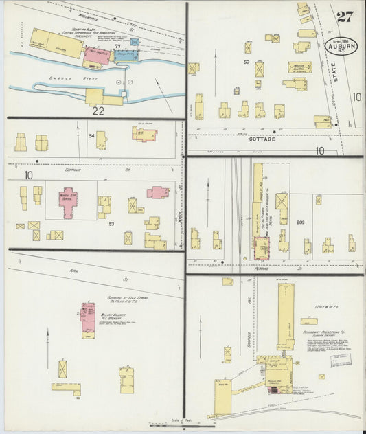 Sanborn Fire Insurance Map from Auburn, Cayuga County, New York (1898), Sheet #0027 - Historic Sanborn Fire Insurance Map Print, vintage old map wall art, antique decor, genealogy gift, New York New York map