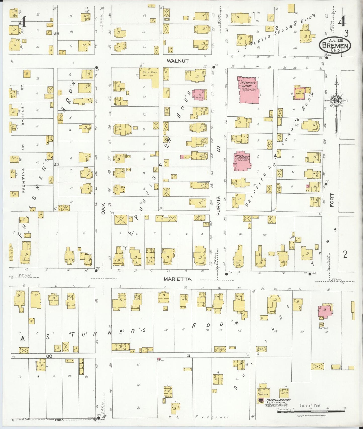 Sanborn Fire Insurance Map from Bremen, Fairfield County, Ohio (1926), Sheet #0004 - Complete Map Set gallery image, historic Sanborn map, vintage wall art, Ohio Ohio