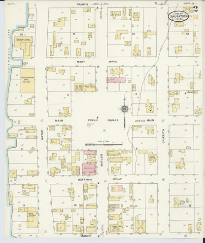 Sanborn Fire Insurance Map from Saugatuck, Allegan County, Michigan (1910), Sheet #0002 - Complete Map Set gallery image, historic Sanborn map, vintage wall art, Michigan Michigan