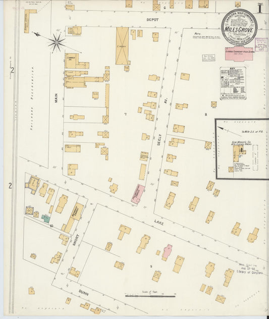 Sanborn Fire Insurance Map from Miles Grove, Erie County, Pennsylvania (1904), Sheet #0001 - Historic Sanborn Fire Insurance Map Print, vintage old map wall art, antique decor, genealogy gift, Pennsylvania Pennsylvania map