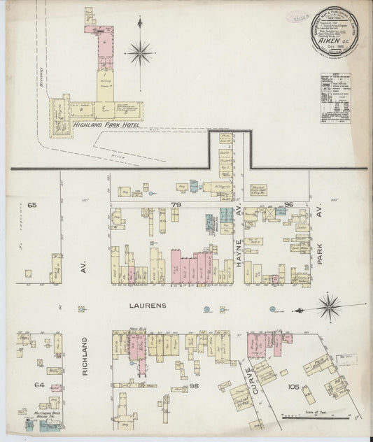 Sanborn Fire Insurance Map from Aiken, Aiken County, South Carolina. (1886) – Historic Sanborn Fire Insurance Map Print